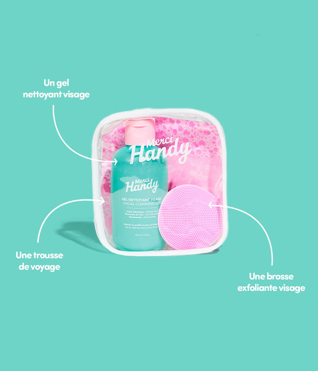 Gel nettoyant visage + brosse exfoliante