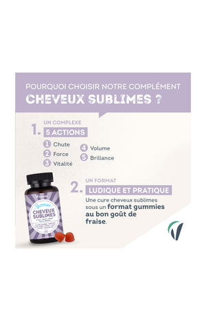 Gummies - Cheveux sublimes - Fraise - 2 mois
