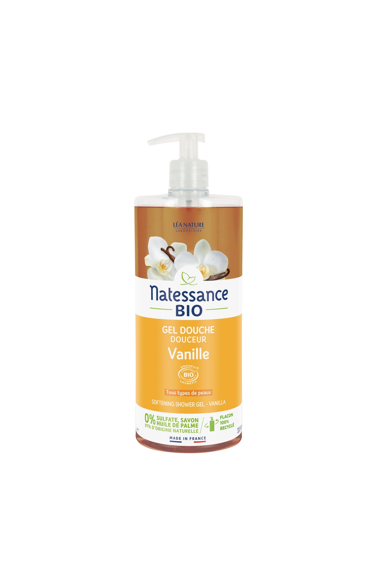 Gel douche douceur bio - Vanille fruitée - 1 L