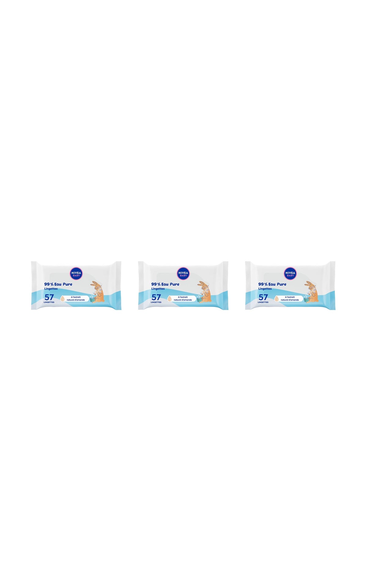 3 lingettes nettoyantes multi-usages - Pure Water - Bébé - 57 unités