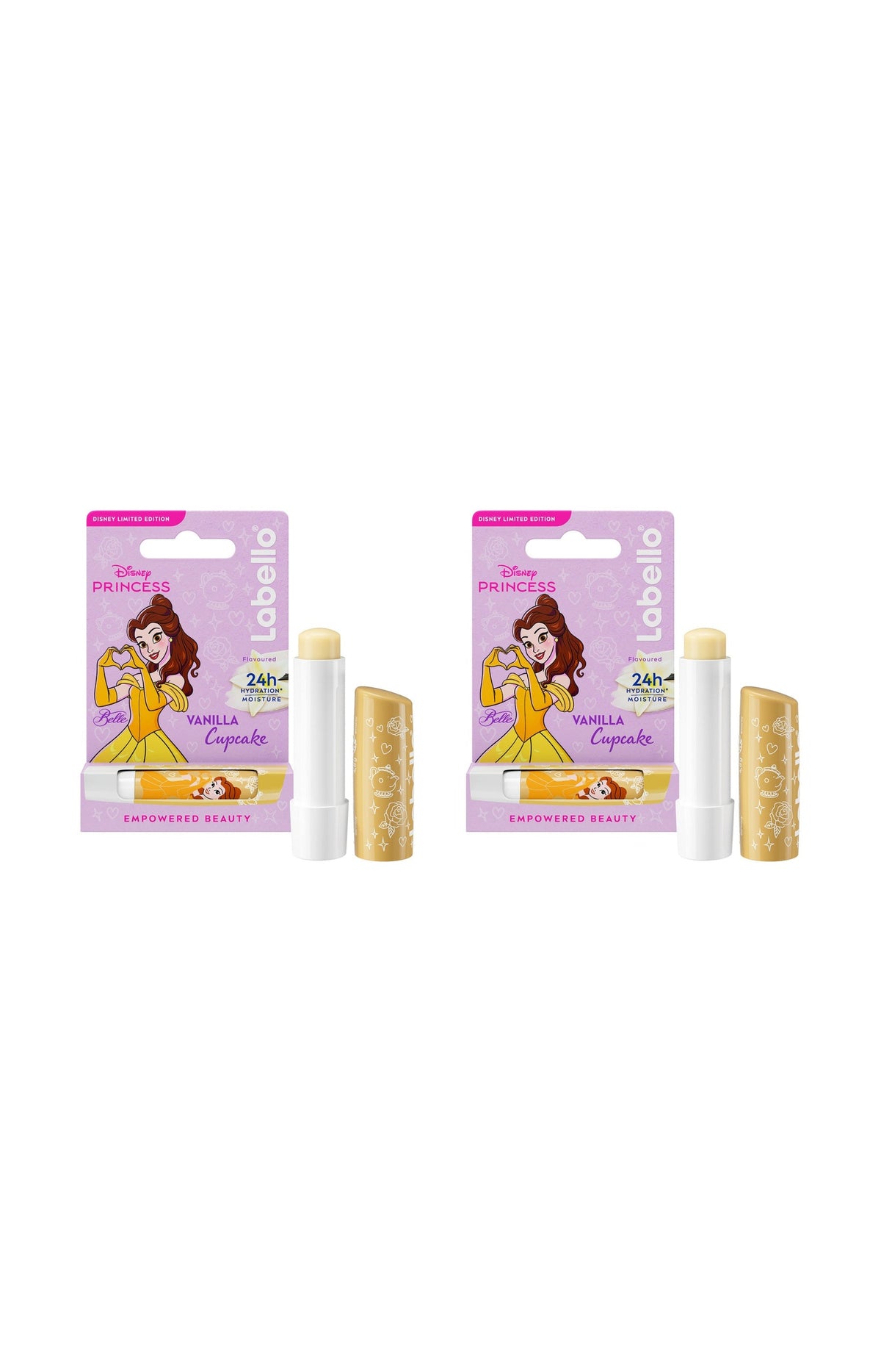2 baumes à lèvres - Labello - Disney Princesse - Vanille - Belle - 4,8 g