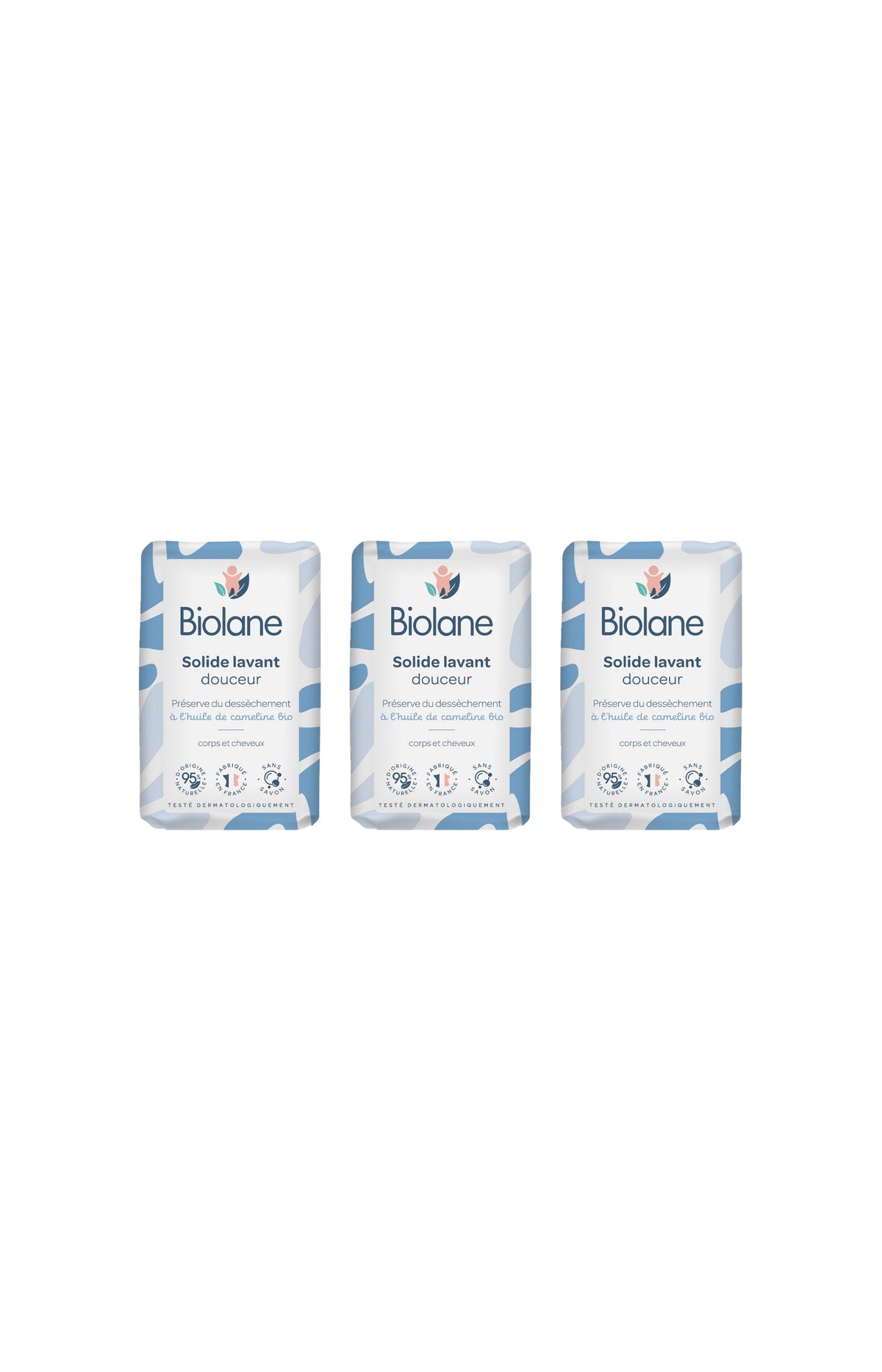 Savons solides naturels - Huile cameline bio - Visage & corps - 3 x 75 g