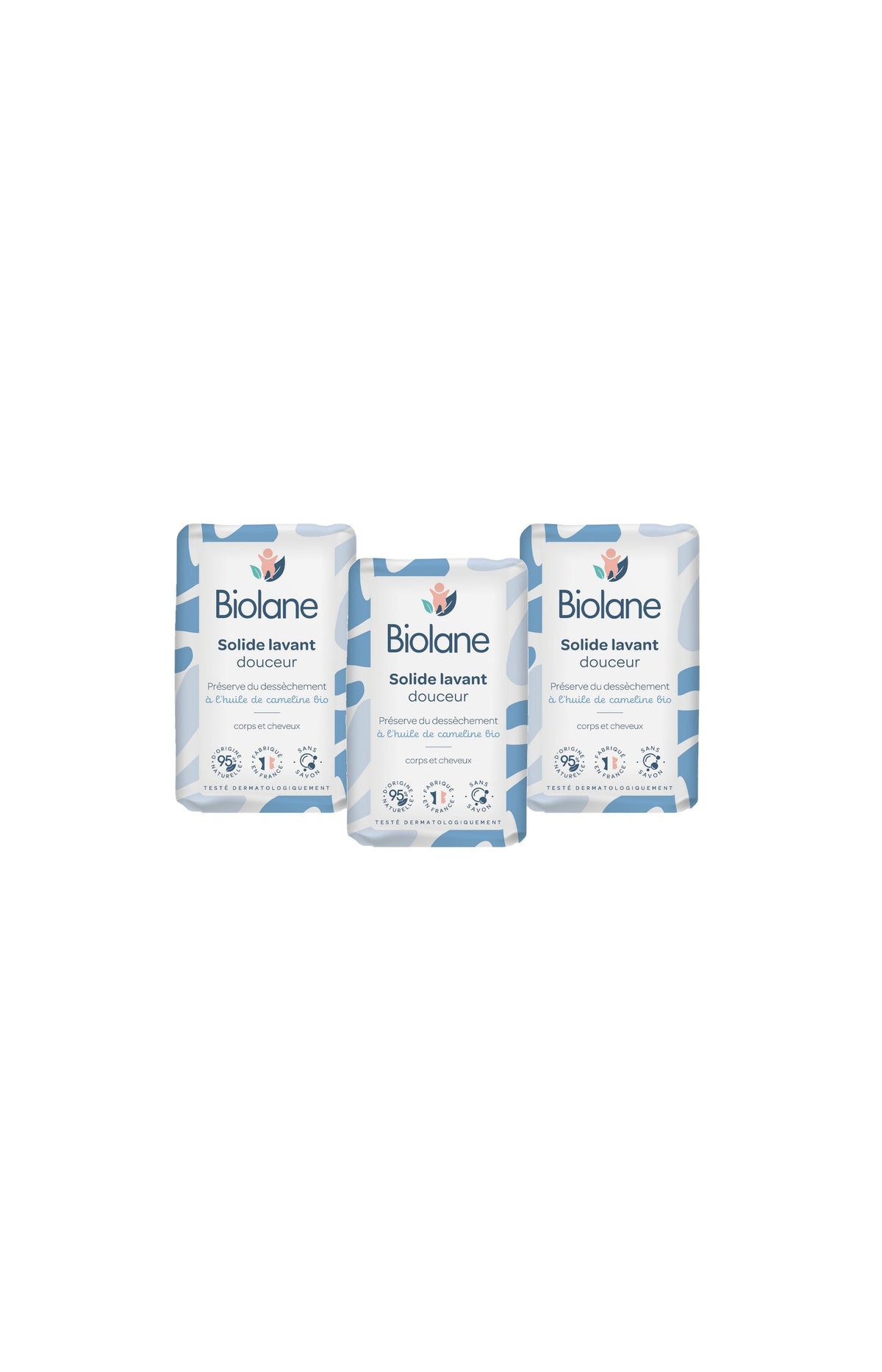 Savons solides naturels - Huile cameline bio - Visage & corps - 3 x 75 g