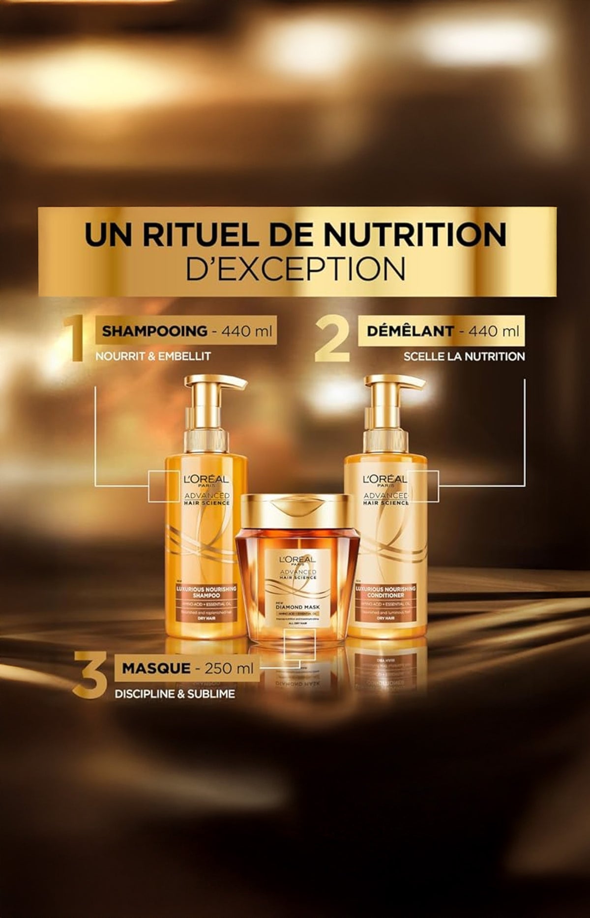 Routine rituel d'exception - Shampoing, après-shampoing & masque - 3 produits