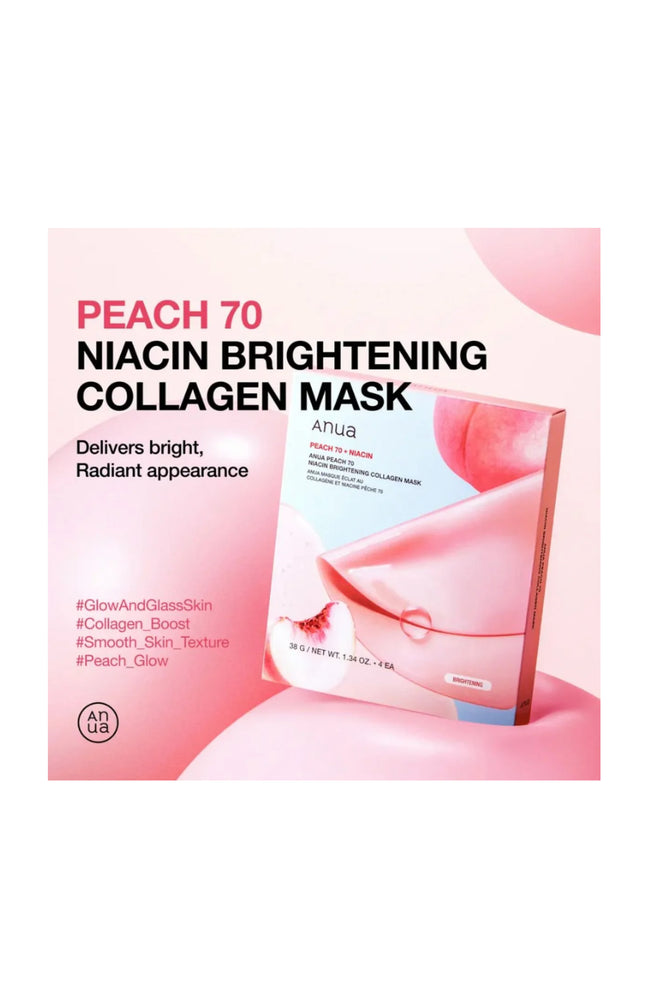 Masques tissu - Niacinamide & pêche - 4 unités