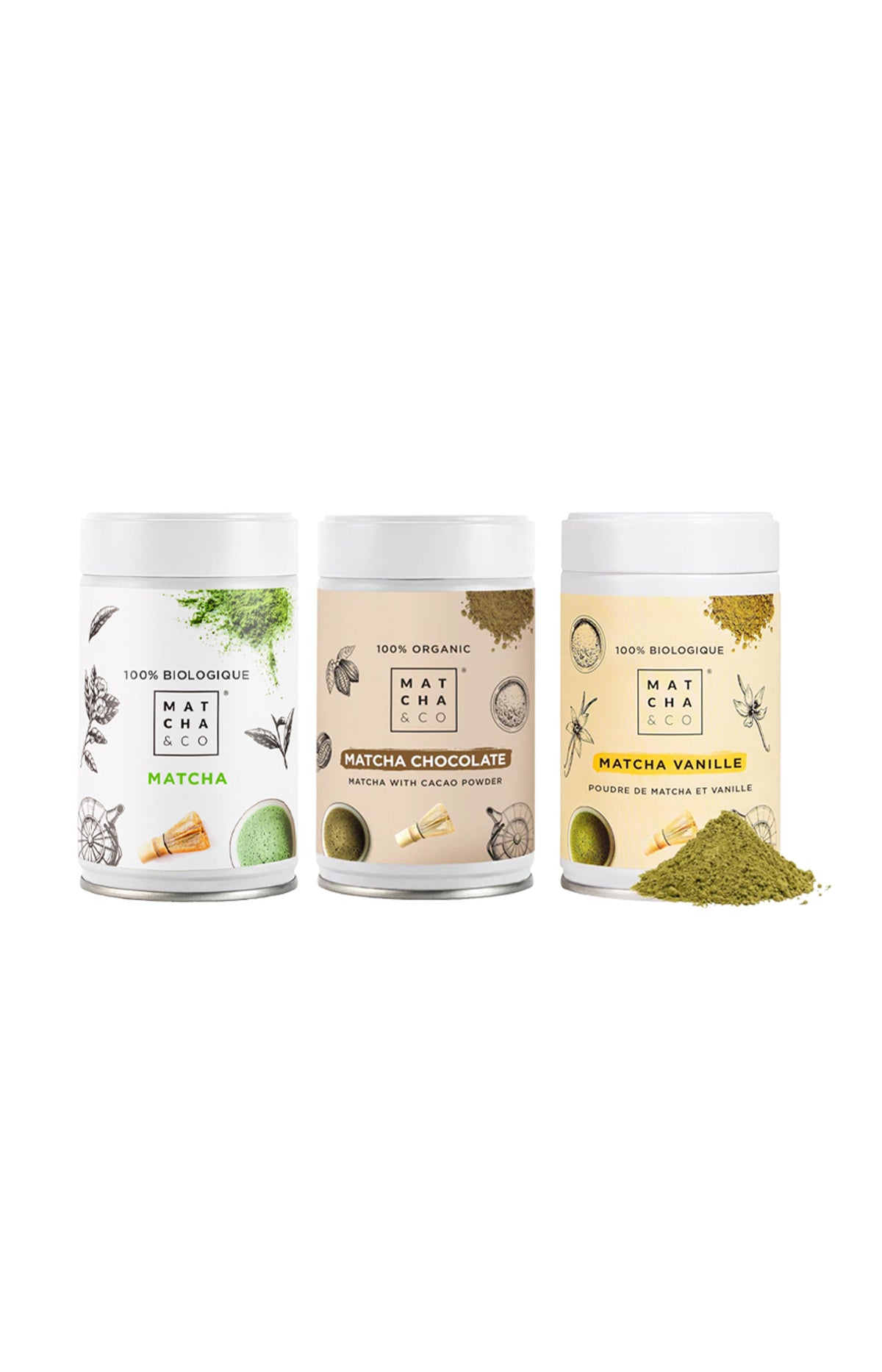 Thé matcha bio - Original, vanille & chocolat - 3 produits