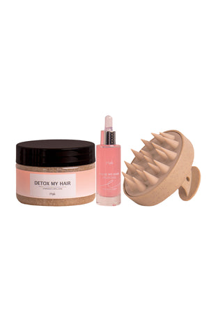 Trio gommage détox, sérum activateur de pousse & brosse massante - 3 produits