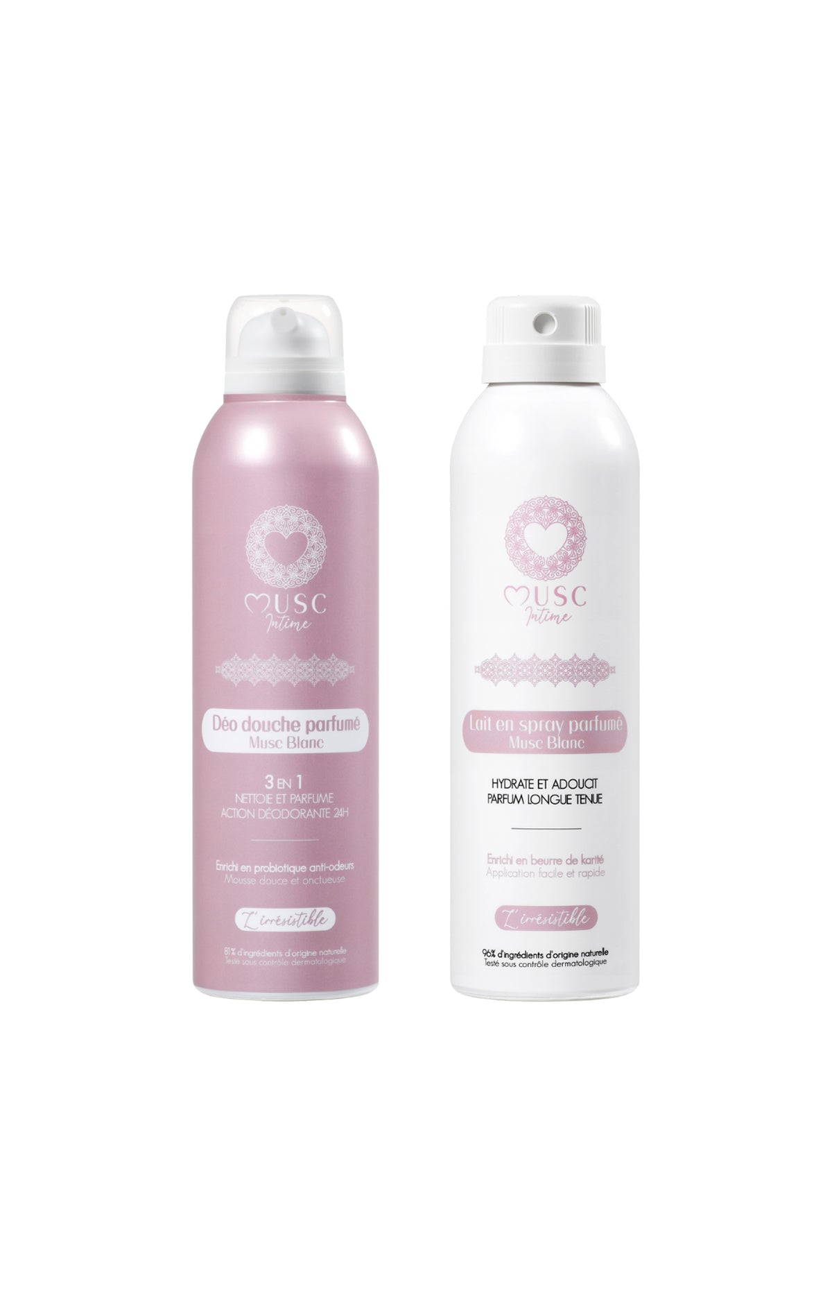 Mousse de douche & lait en spray - L'Irrésistible - Musc Blanc - 2 x 200 ml