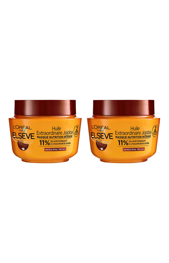 2 masques nourrissants - Huile de jojoba - Cheveux épais & très secs - 310 ml