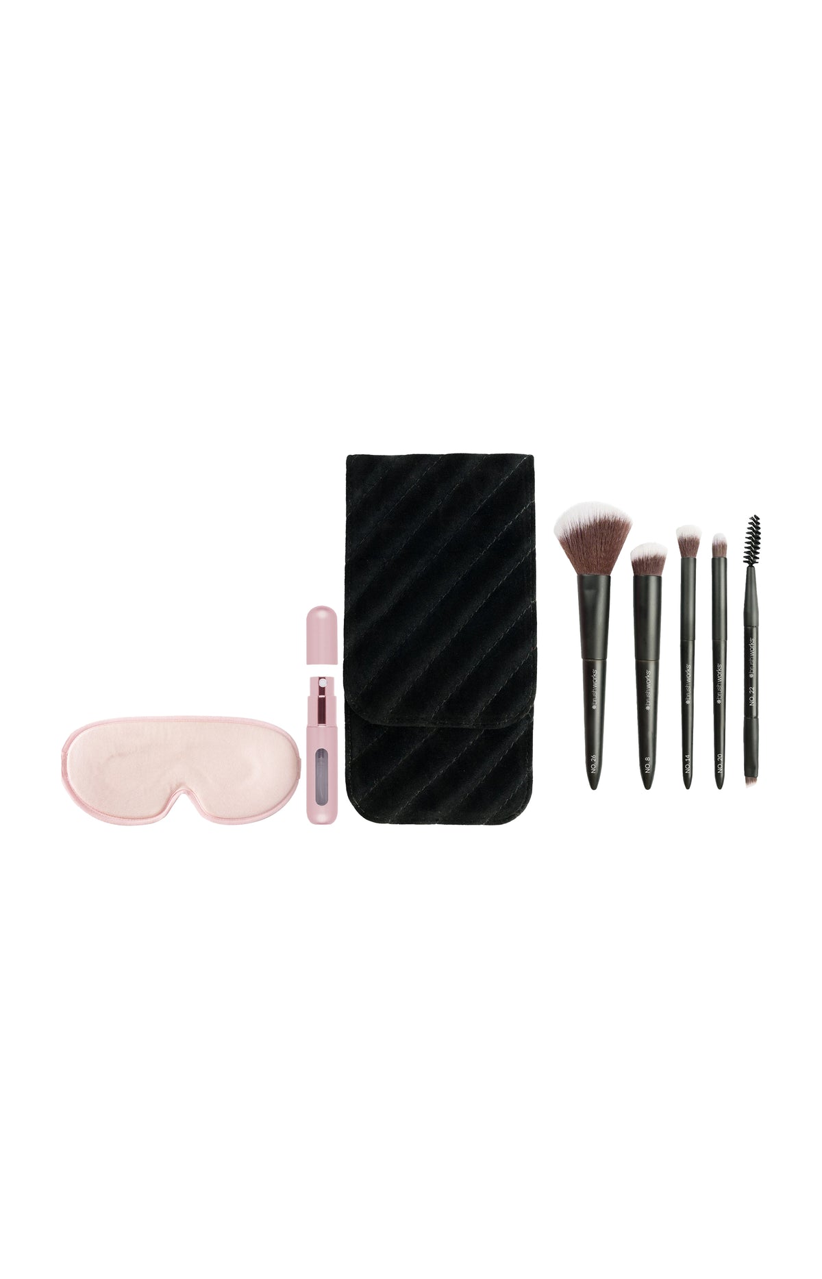 Kit voyage beauté – masque nuit, spray parfum & pinceaux