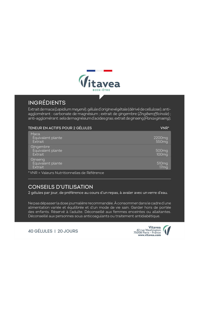 Tonifiant sexuel intense - Maca & gingembre - Homme - 20 jours