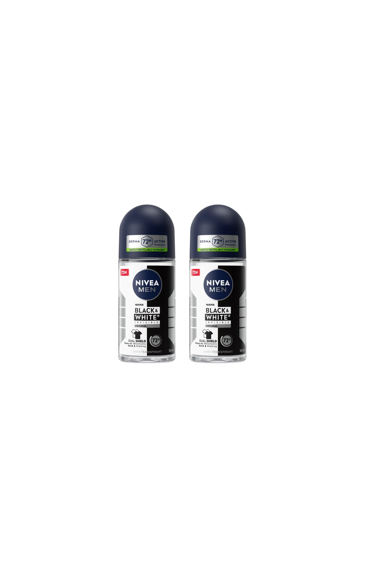 2 déodorants bille 72 h - Black & White - 50 ml
