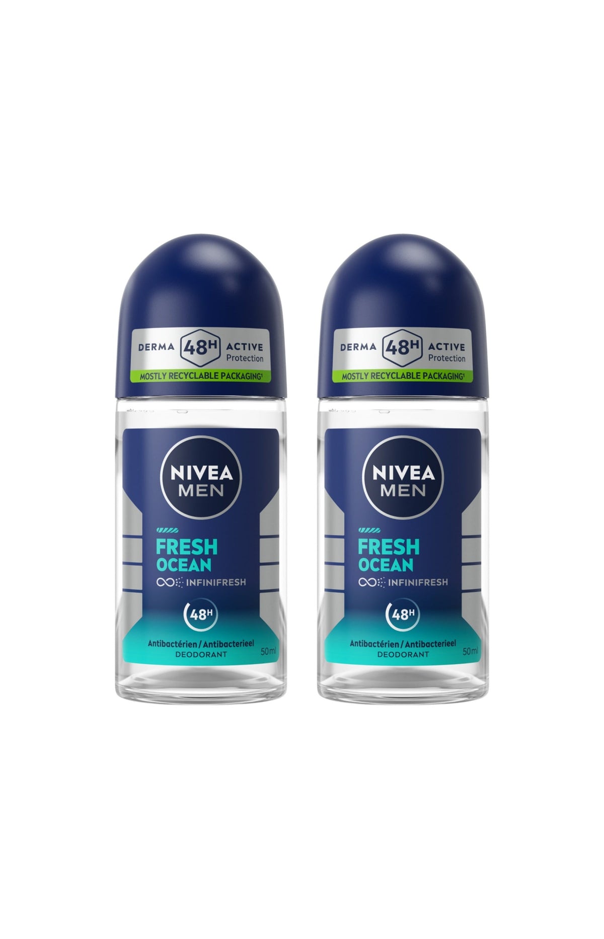 2 déodorants bille 48 h - Fresh Ocean - Homme - 50 ml