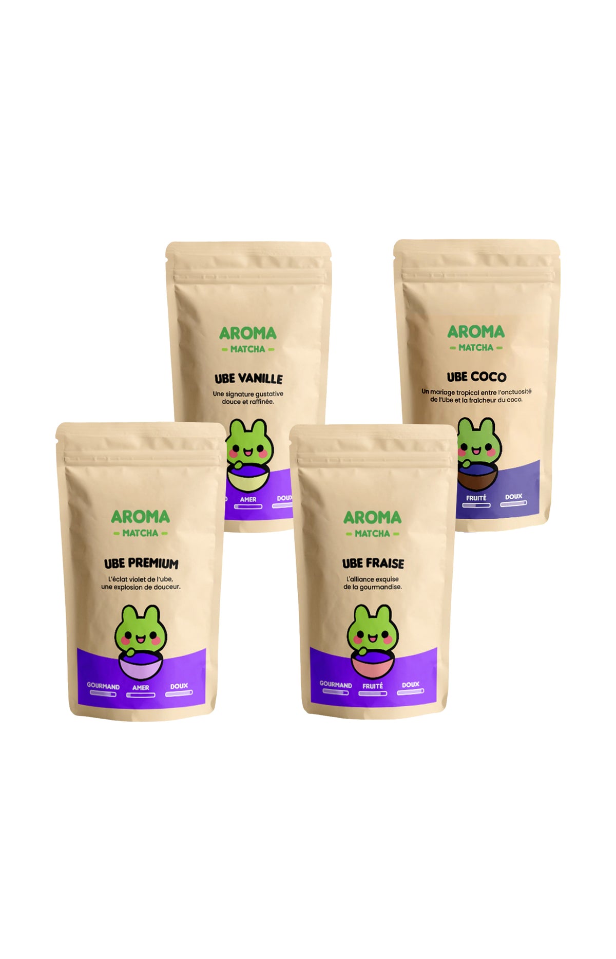 Lot découverte - Ube premium, vanille, fraise & coco - 4 x 30 g