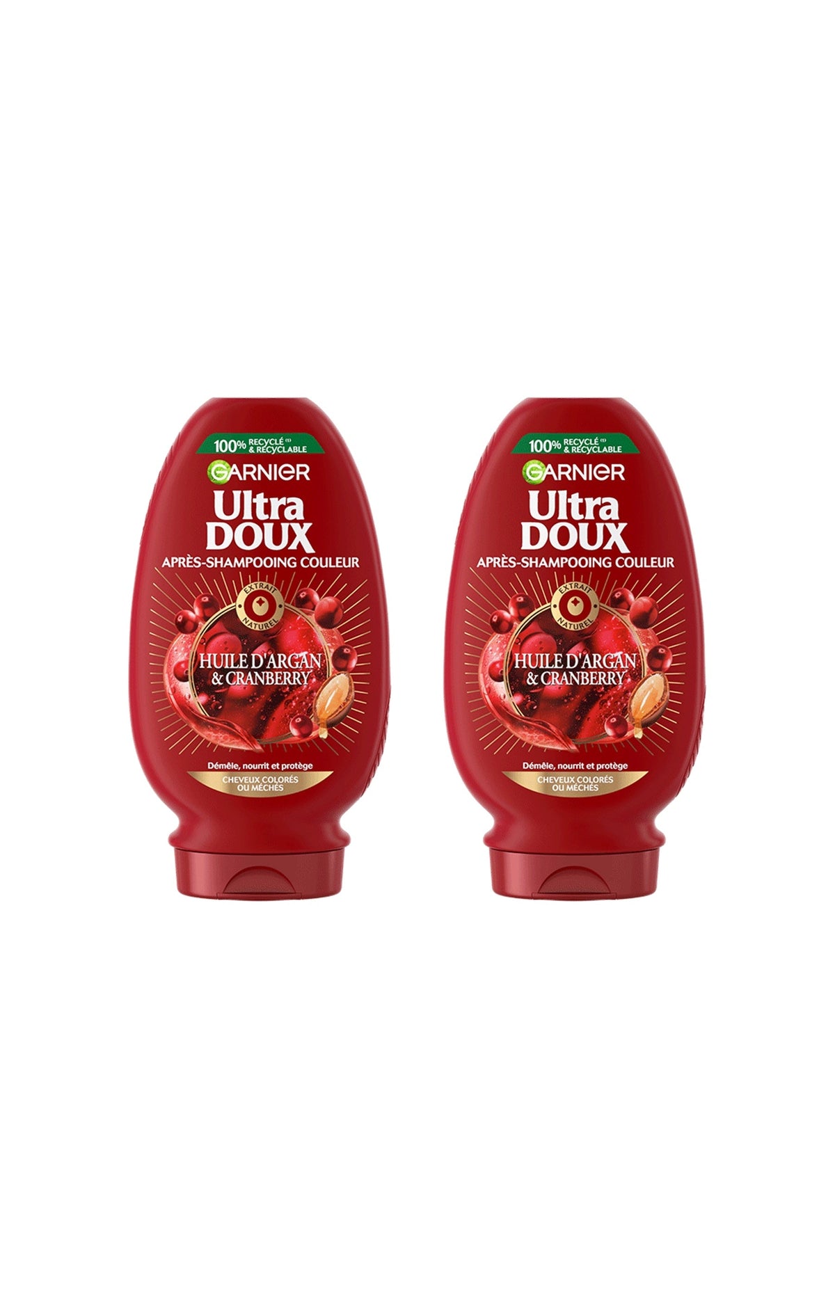 2 après-shampoings couleur - Huile d'argan & cranberry - 250 ml