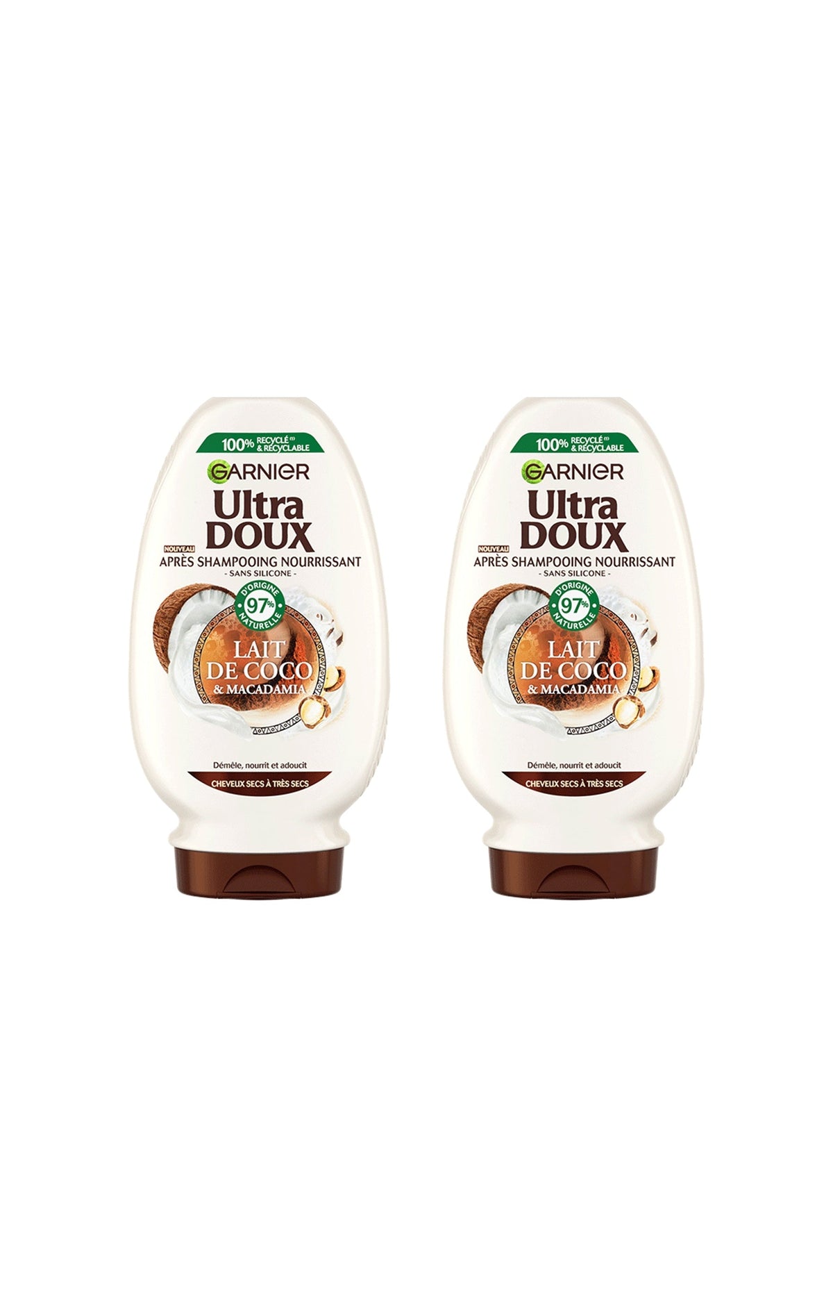 2 après-shampoings nourrissants - Lait de coco & macadamia - 250 ml