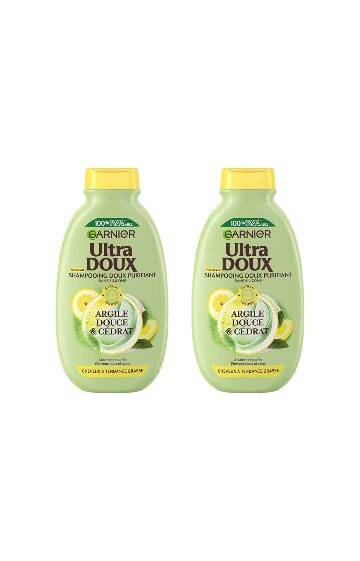 2 shampoings doux purifiants - Argile douce & cédrat - 300 ml