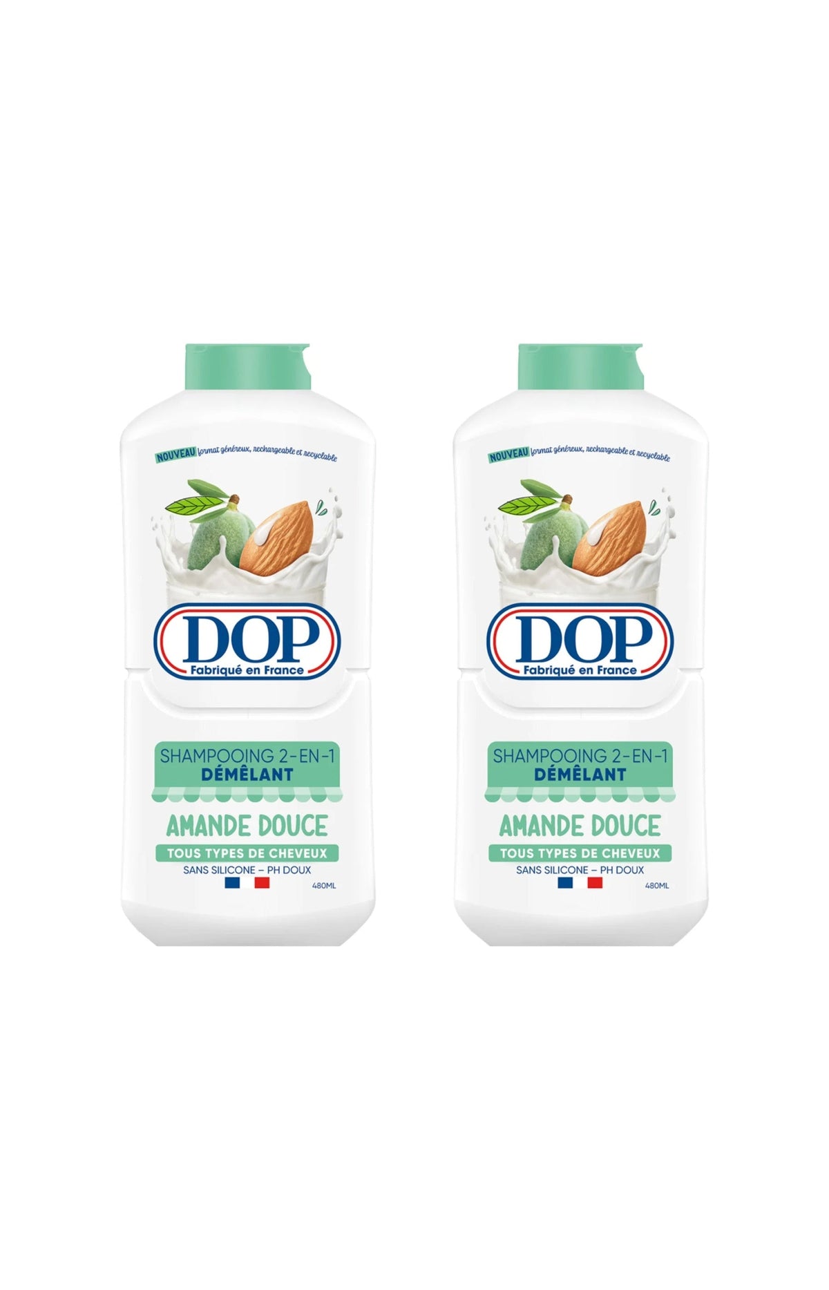2 shampoings - 2en1 amande - 480 ml