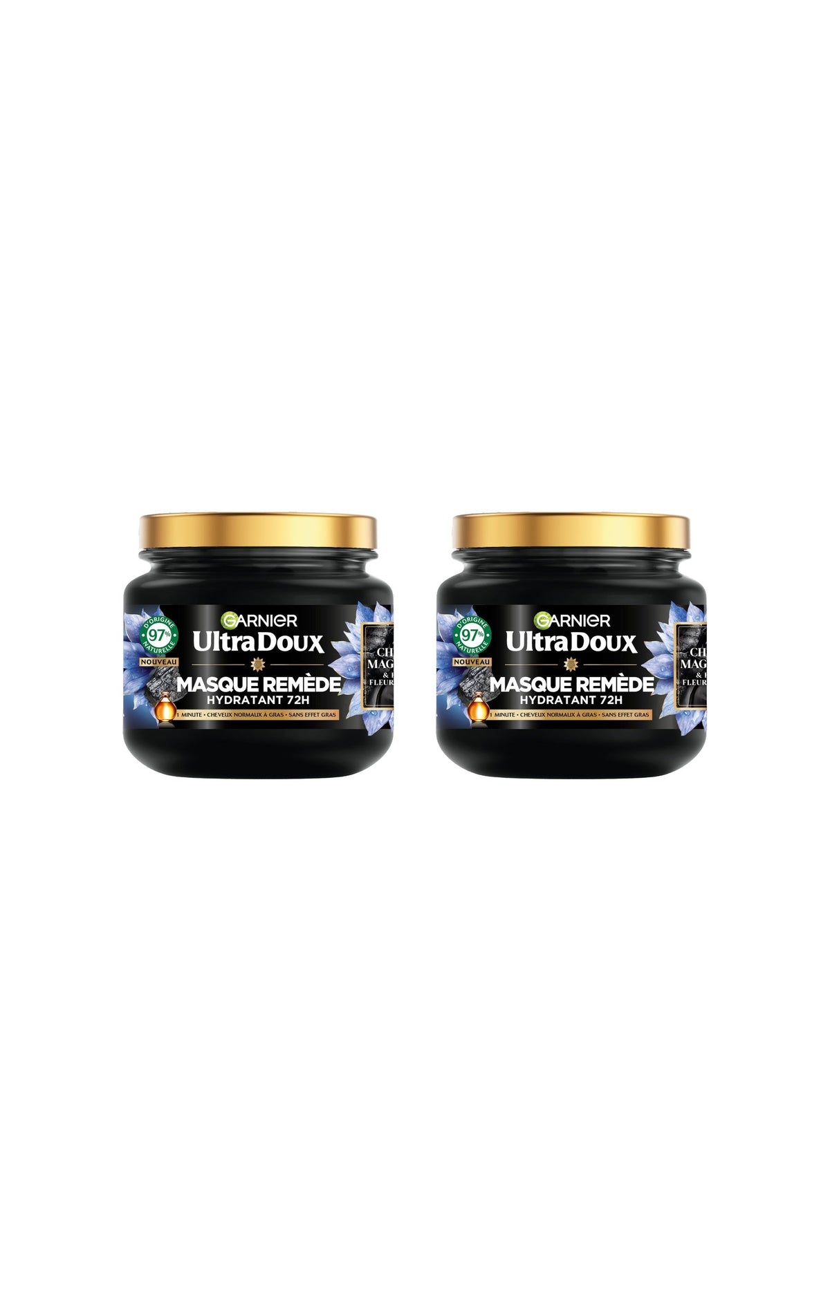 2 masques hydratants - Cheveux normaux à gras - 340 ml