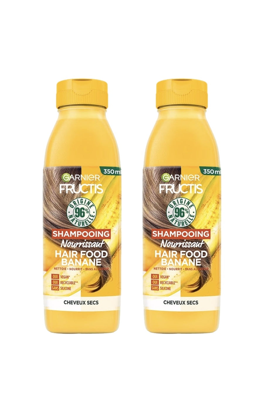 2 shampoings nourrissants - Banane - Cheveux secs - 350 ml