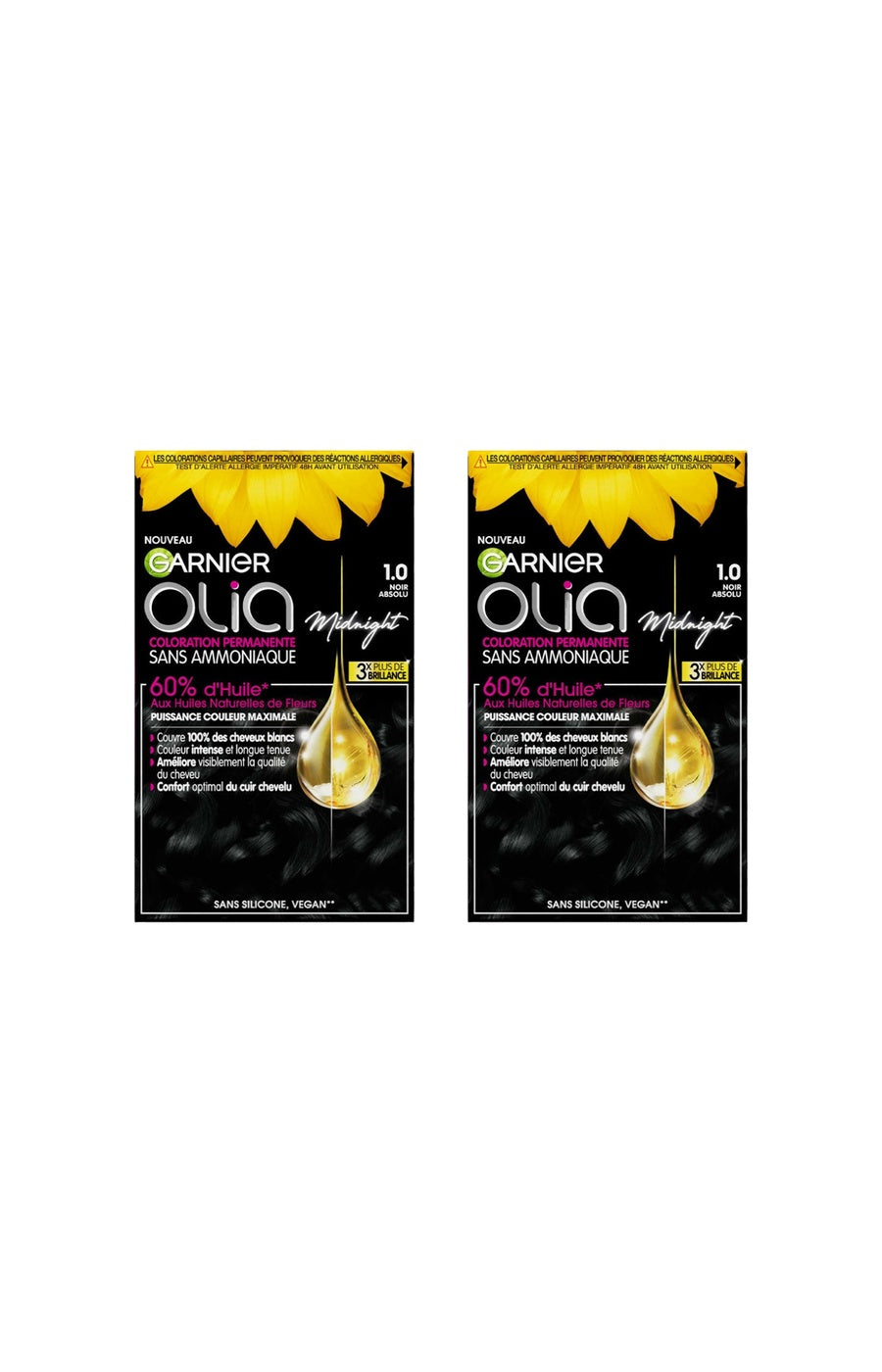 2 kit coloration permanente - Noir absolu