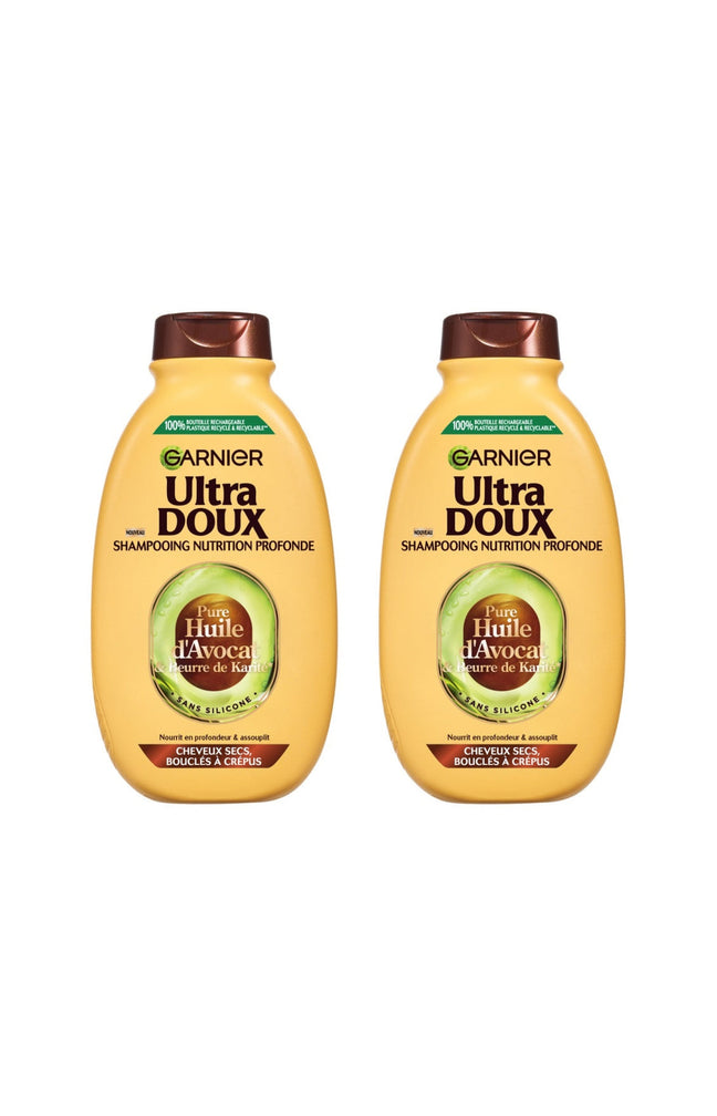 2 shampoings nourissants - Ultra Doux - Avocat & Beurre de karité - 400 ml