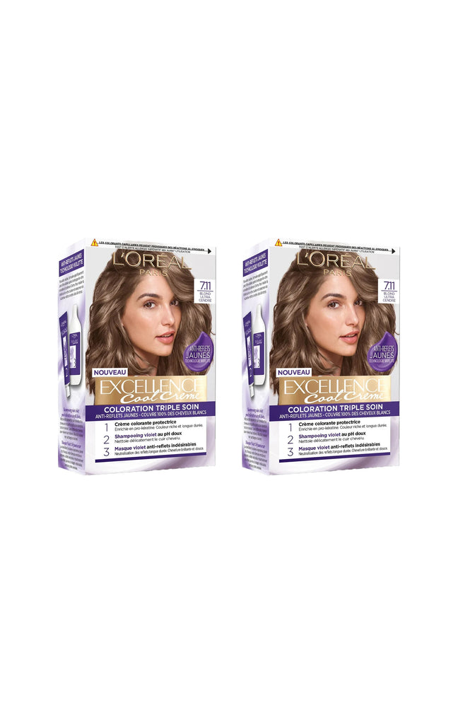 2 colorations permanente - Excellence Cool Crème - 7/11 Blond ultra cendré