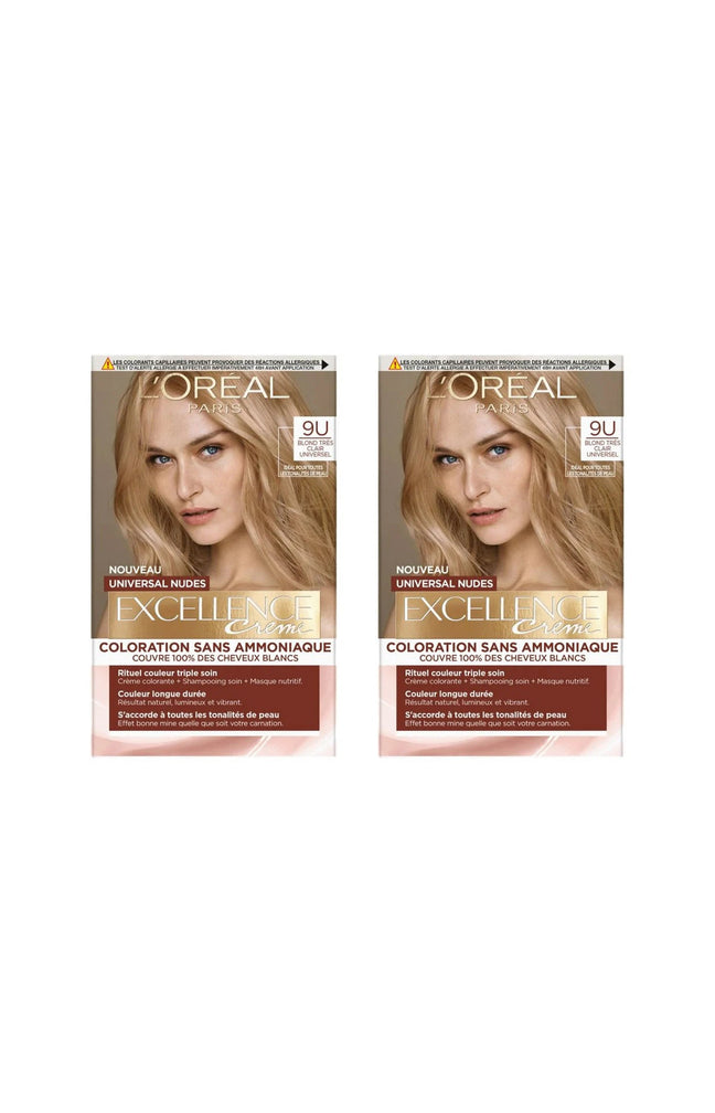 2 colorations permanentes - Excellence crème - 9U Blond très clair universel