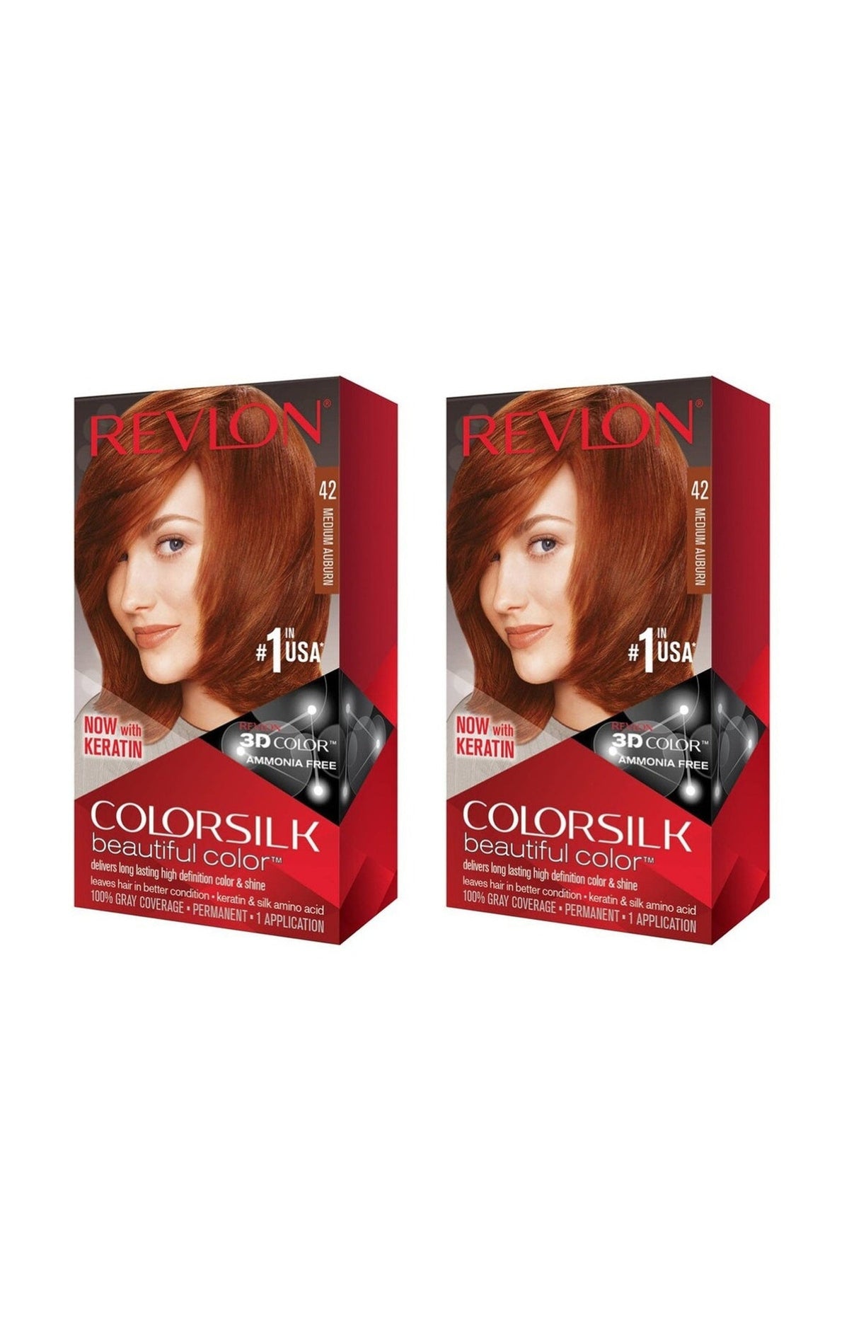 2 colorations permanentes - Colorsilk - 42 Auburn Moyen