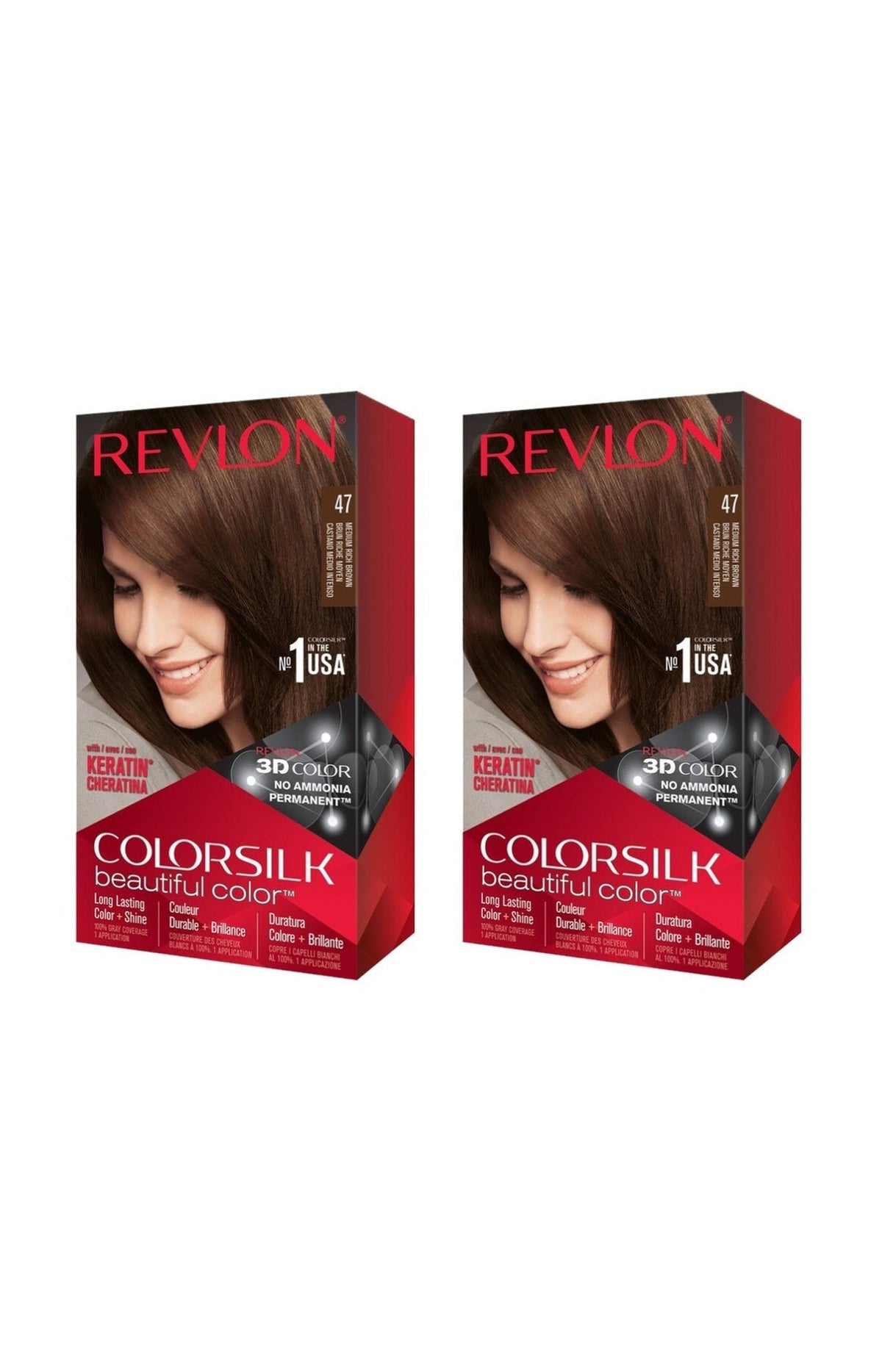 2 colorations permanentes - Colorsilk - 47 Brun Riche Moyen