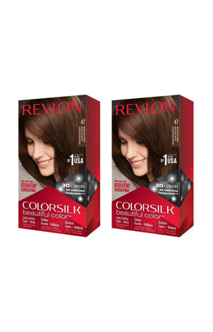 2 colorations permanentes - Colorsilk - 47 Brun Riche Moyen