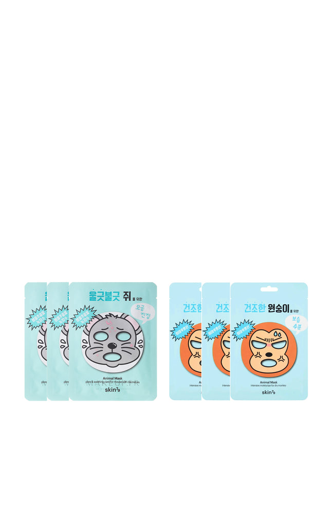 Masques en tissu purifiants & hydratants - 6 unités