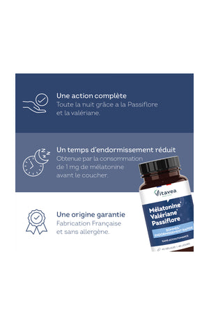Cures endormissement rapide - Mélatonine, valériane & passiflore - 4 mois