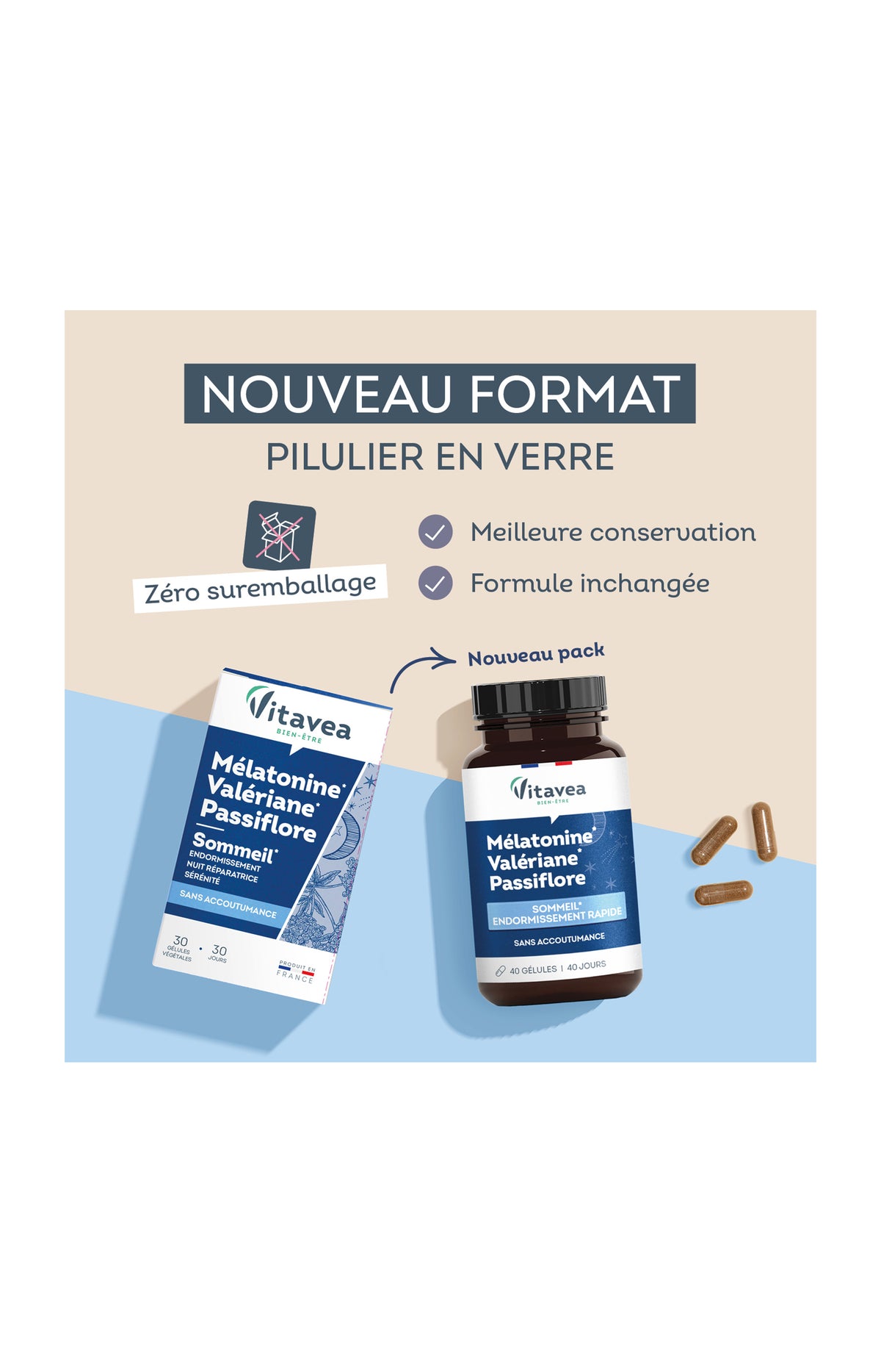 Cure endormissement rapide - Mélatonine, valériane & passiflore - 40 jours