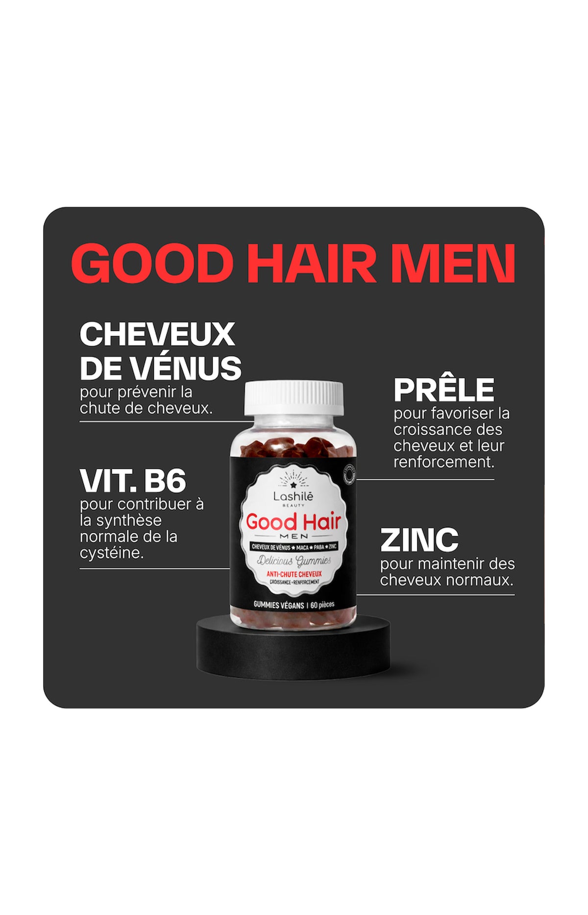 Gummies anti-chute de cheveux - Good Hair - Homme - 1 mois