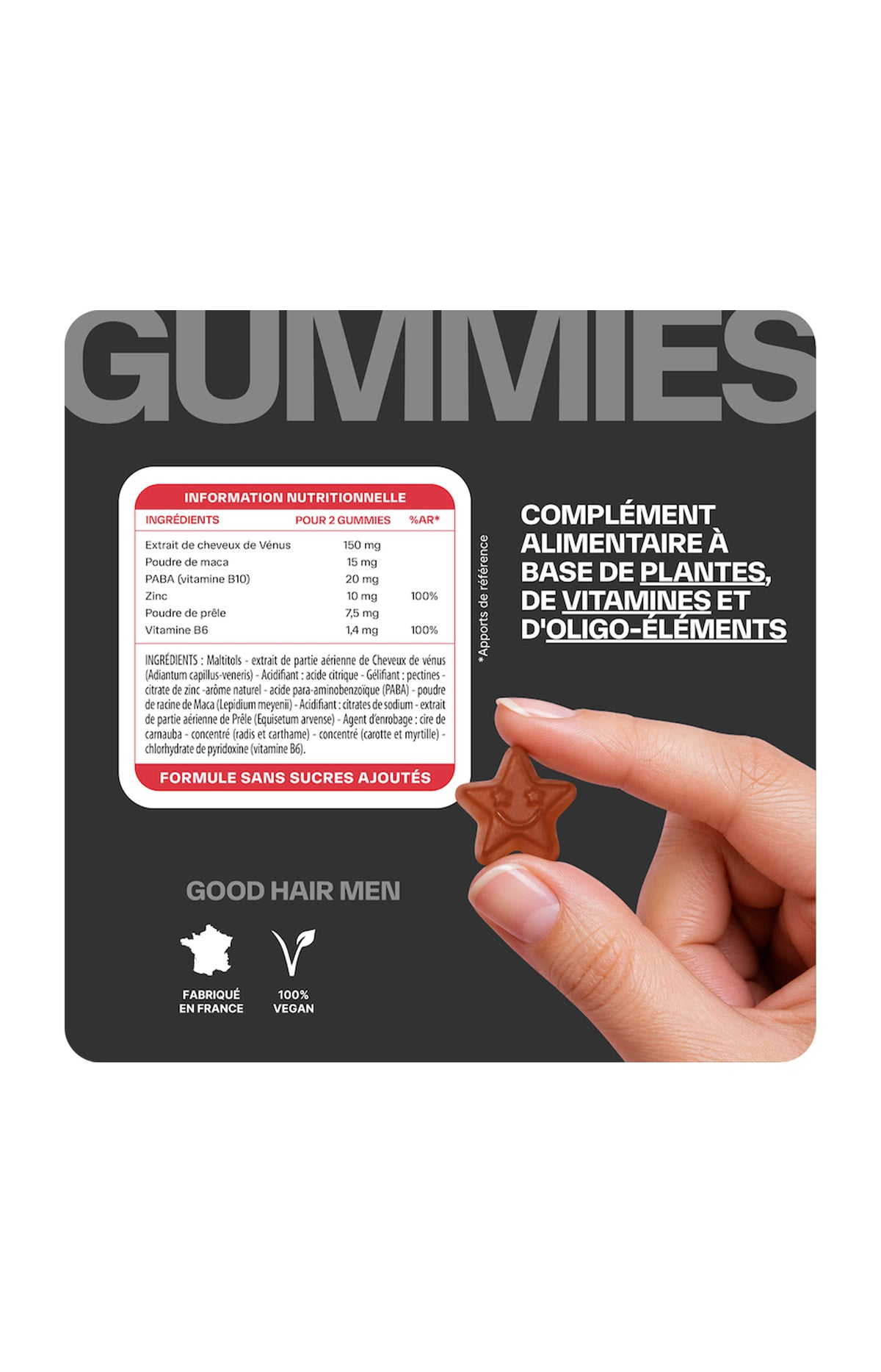 Gummies anti-chute de cheveux - Good Hair - Homme - 1 mois