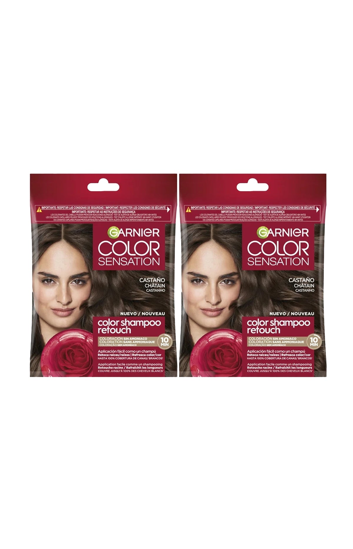 Coloration permanente 4.0 Châtain Couvre - Shampoing Retouche x 2
