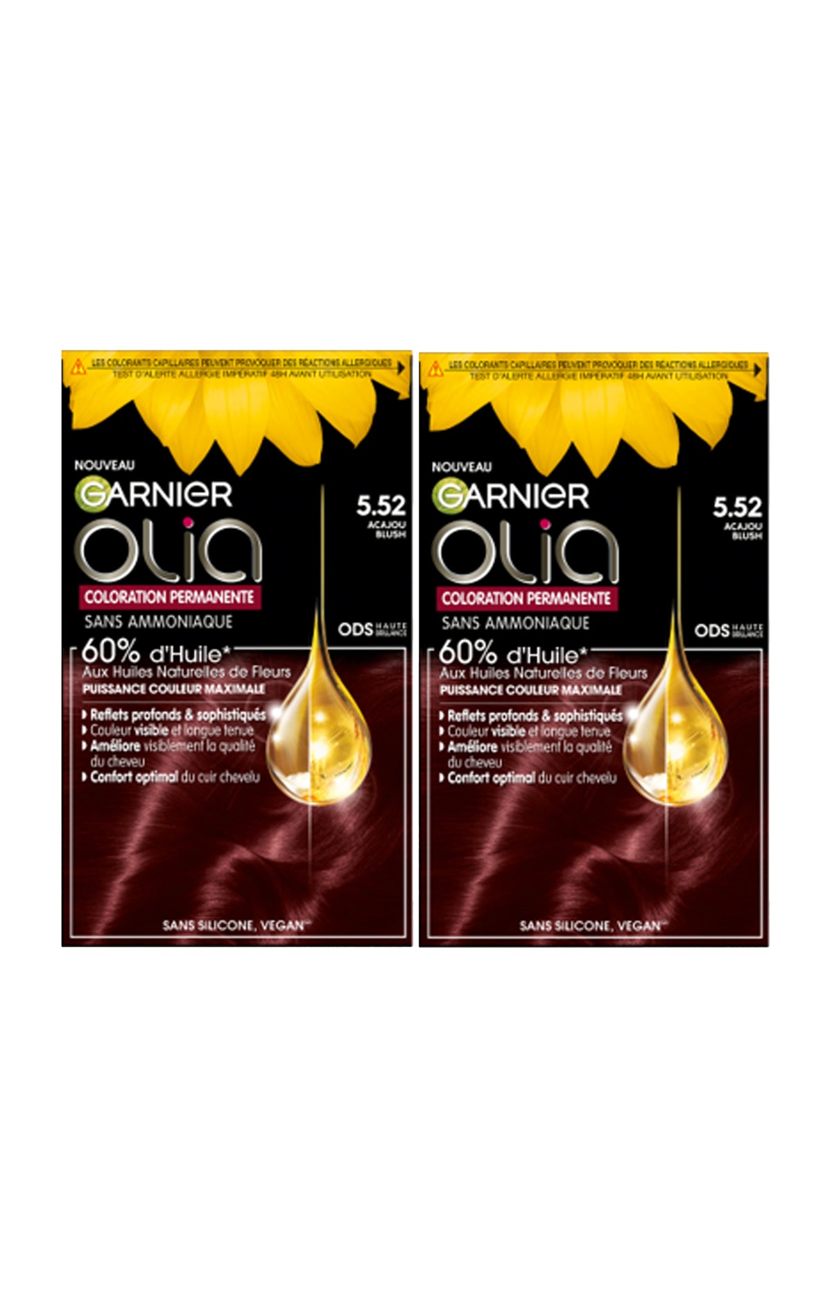 2 colorations permanentes - 5.52 Acajou Blush - Sans ammoniaque