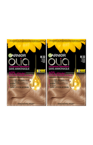 2 colorations permanentes - 8.12 blond clair cendré irisé - Sans ammoniaque