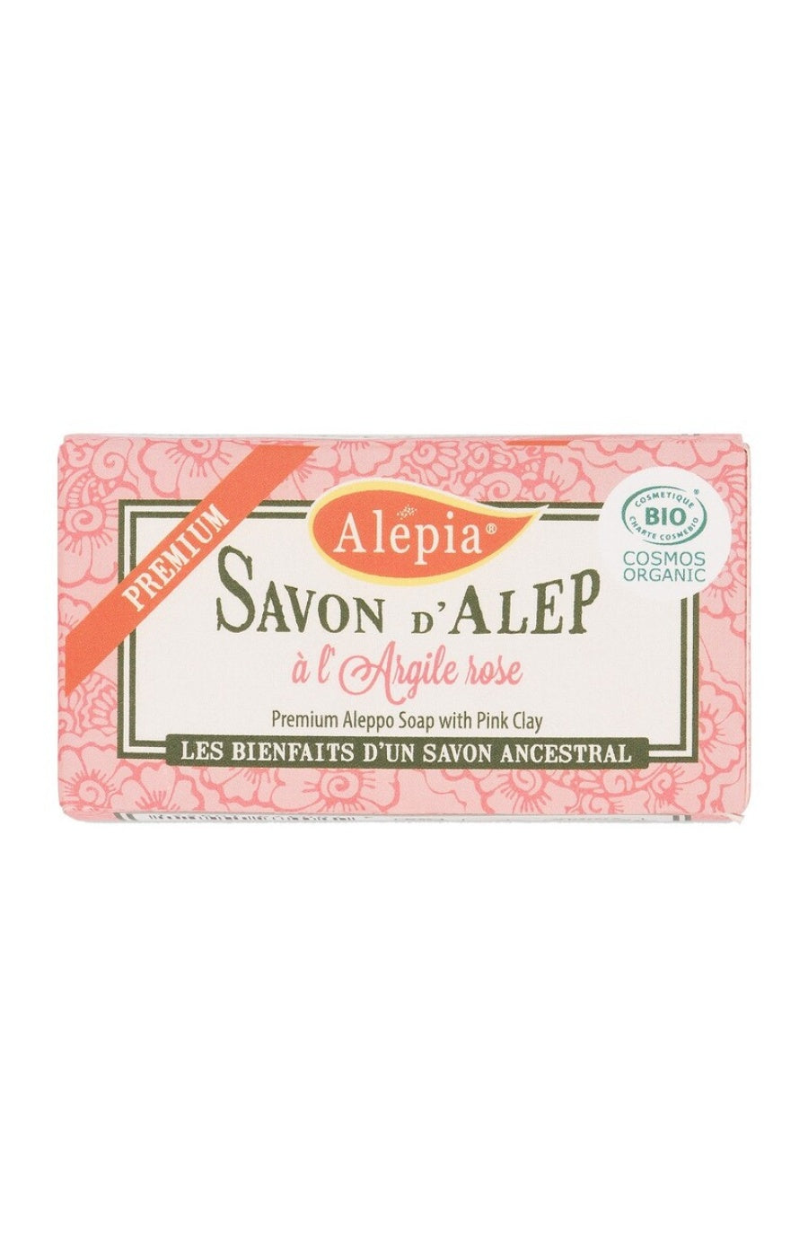 Savon d'Alep régénérant bio - Argile rose - Visage, corps & cheveux - 125 g
