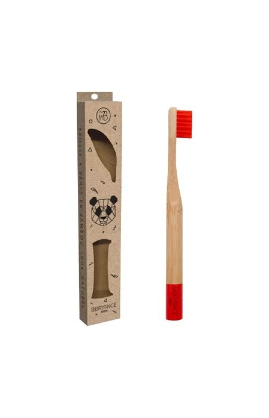 Brosse à dents enfant en bambou - Rouge