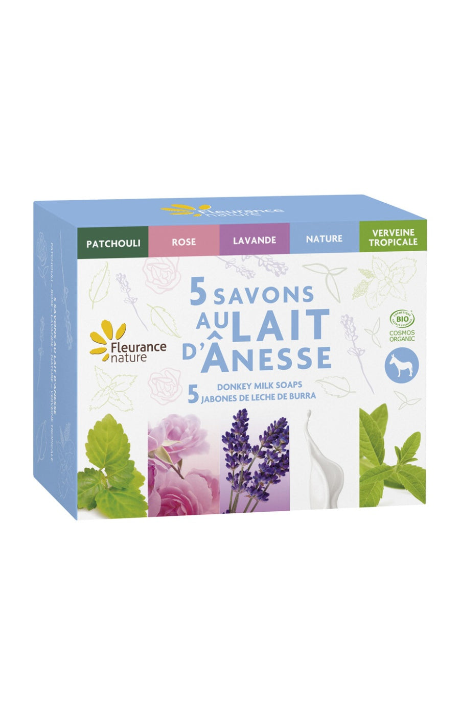 Coffret de savons solides bio - Lait d'ânesse - 5 x 100 g