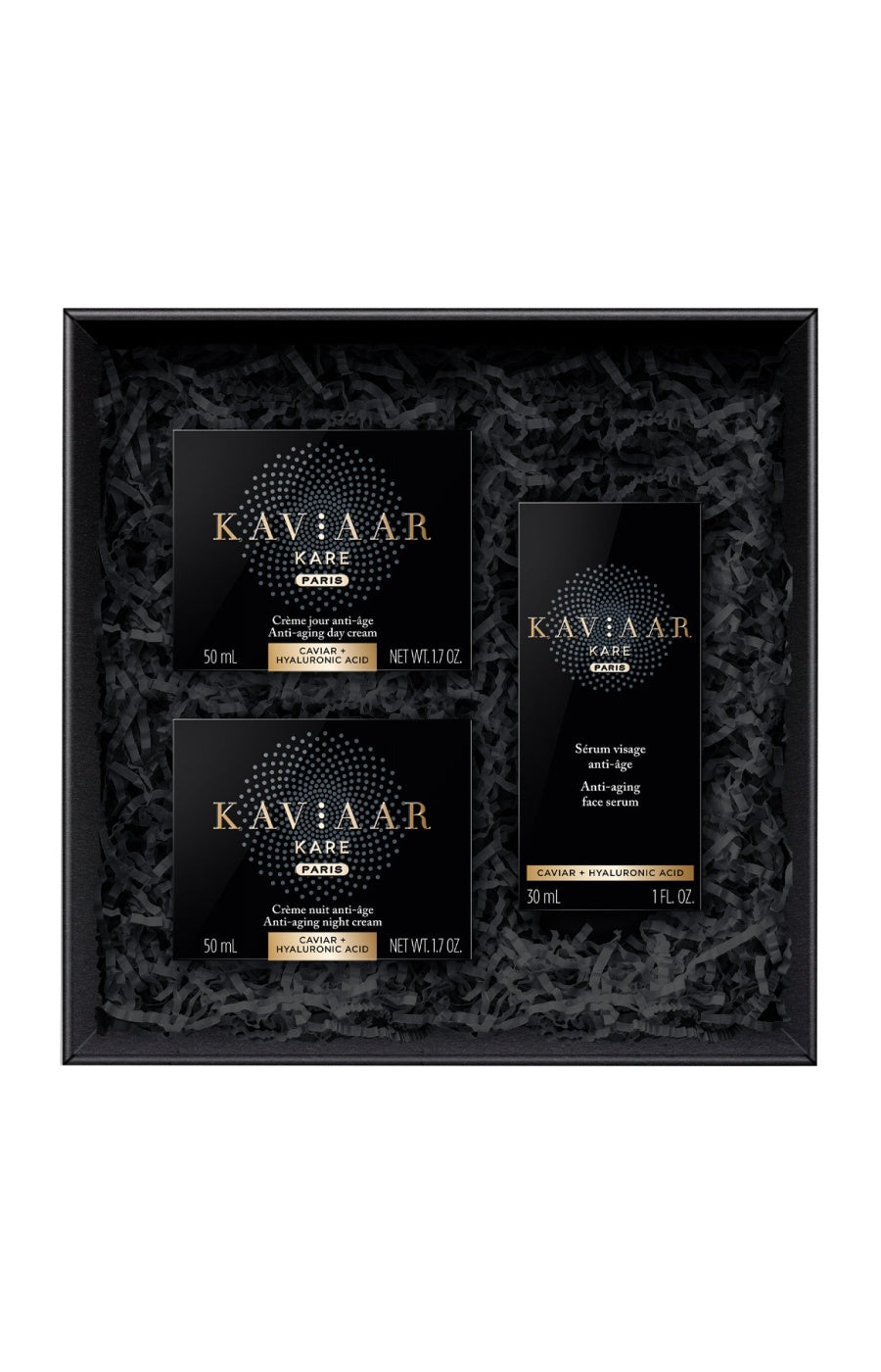 Coffret anti-âge complet - Caviar & acide hyaluronique - Jour & nuit - 3 soins