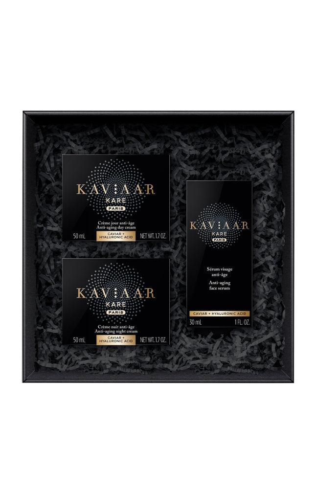 Coffret anti-âge complet - Caviar & acide hyaluronique - Jour & nuit - 3 soins