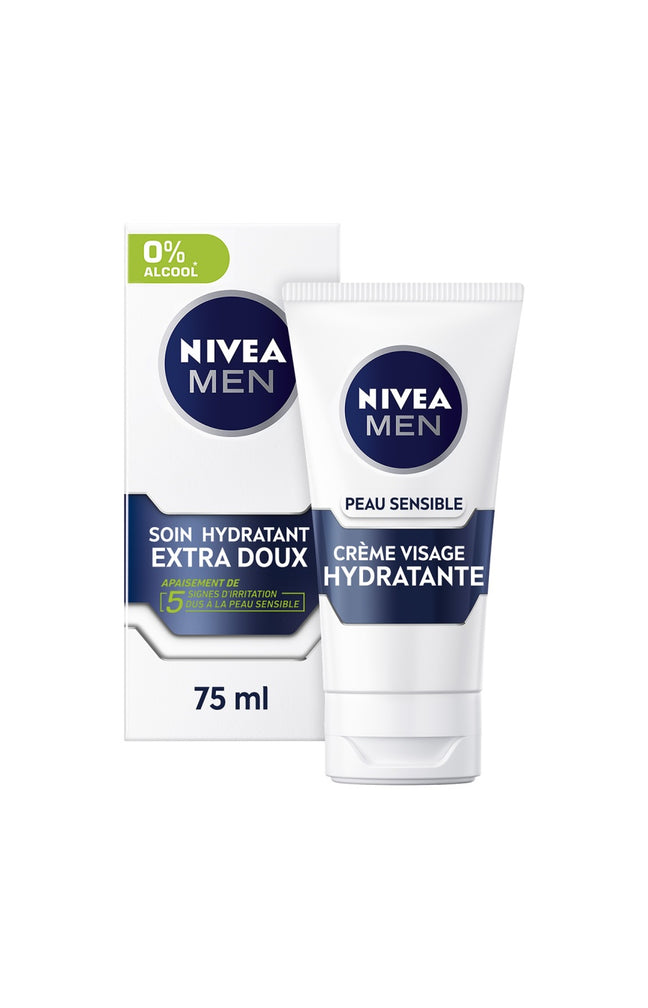 2 crèmes hydratantes - Peaux sensibles - Homme - 75 ml