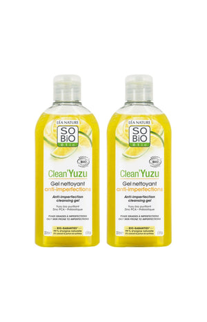 Gels nettoyants anti-imperfections bio - Clean'Yuzu - Peaux grasses à imperfections - 2 x 200 ml