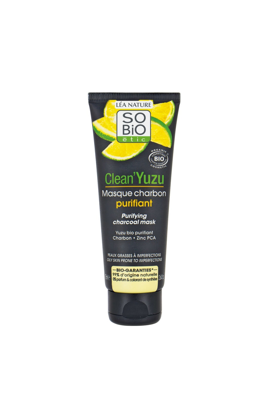 Masque charbon purifiant bio - Clean'Yuzu - Peaux grasses à imperfections
