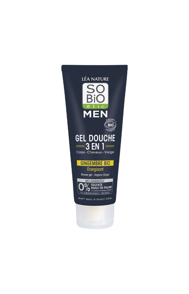 Gels douche 3-en-1 énergisants bio - Gingembre bio - Visage, corps & cheveux - 2 x 200 ml - Homme