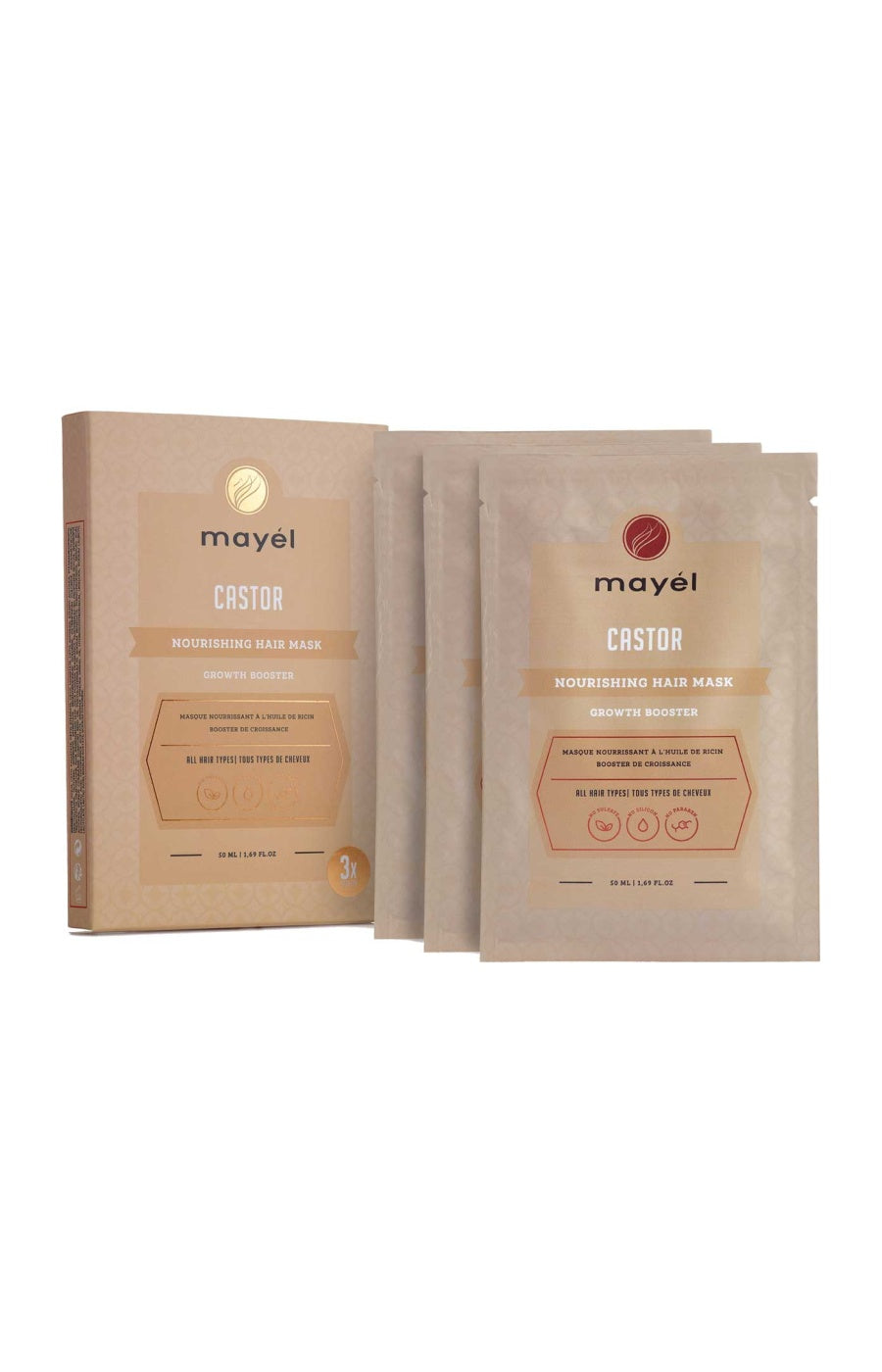 Masque nourrissant - Huile de ricin - Cheveux - 3 x 50 ml