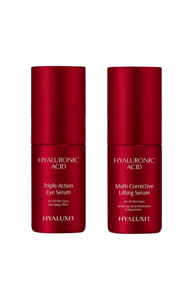 Sérum liftant multi-correcteur & sérum contour des yeux triple action - Acide hyaluronique & vitamine C - 2 x 30 ml